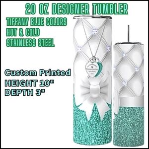 20oz Custom Printed Tiffany Blue Hot Cold Tumbler Stainless Steel Hogg